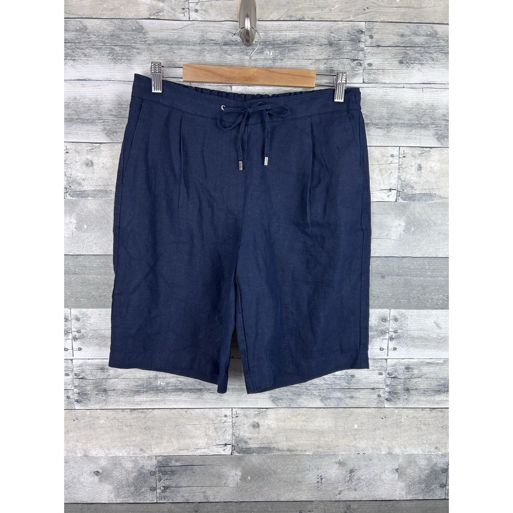 Chicos Women's Blue Drawstring Linen Shorts .5. US6